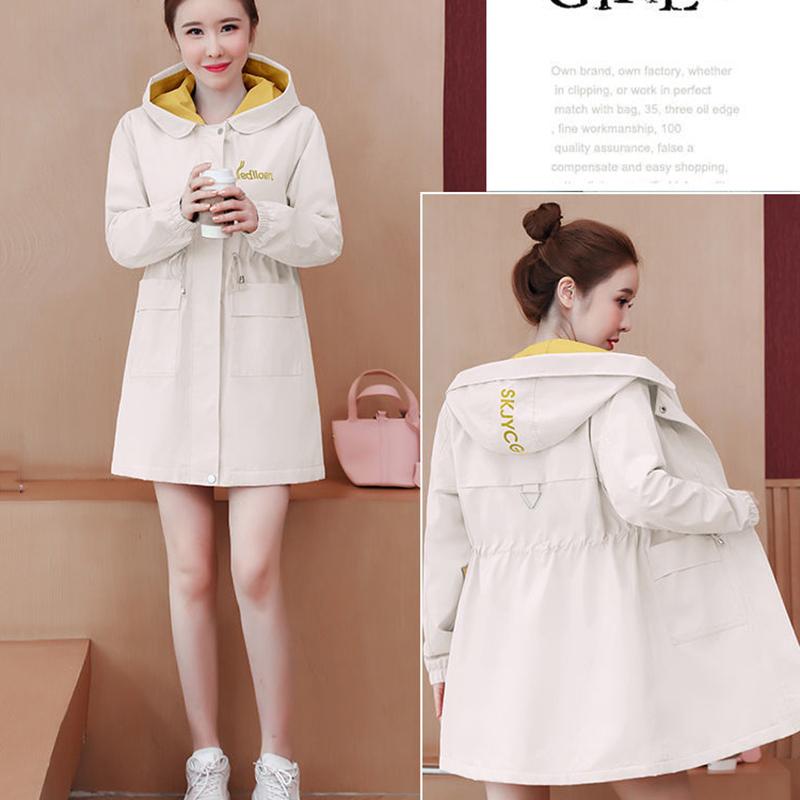 Parker Overcome Plus Velvet Thick Warm Jacket Women's Drawstring Waist Slim Slimming Mid-length Hooded Windbreaker