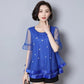 Women's Summer Plus Size Short Sleeve Top Mesh Loose Versatile V-Neck T-Shirt