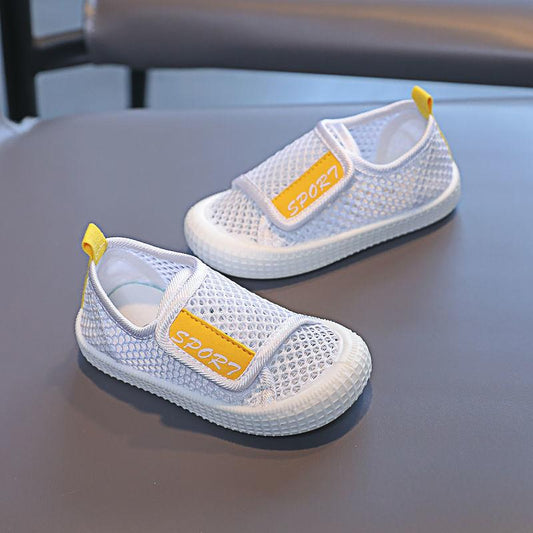 Children's Summer Hollow Mesh Shoes  Baby Canvas Shoes  Soft-soled Indoor Shoes  White Shoes  Children's Canvas Shoes