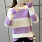 Women's Sweaters College Wind Candy Contrast Striped Sweater Female Korean Harajuku Clothing