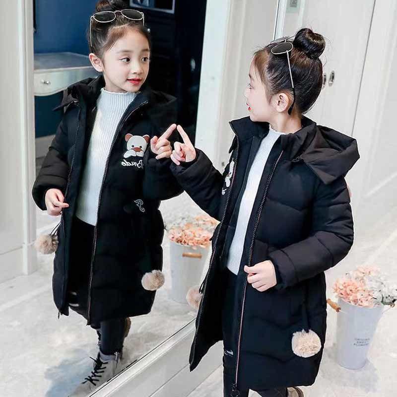Winter Warm Plus Thick Down Padded Jacket Girls Cotton-padded Jacket Children's  Mid-length Girl Thickened Middle-aged Children's Winter Clothing