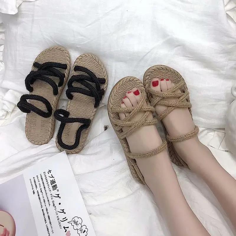 Super Good-looking Roman Sandals, Women's Hemp Rope, Two-wear Slippers, Women's Shoes, Summer Students All-match