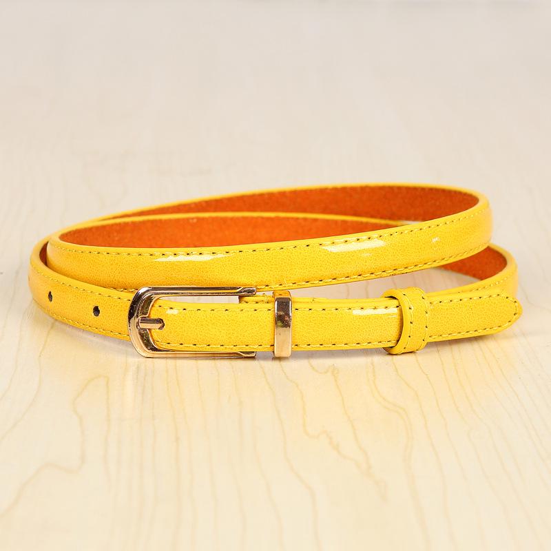 Ladies Belt PU Cowhide Candy Color Thin Belt Casual Jeans Decoration Single Head Buckle