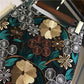 Exquisitely Floral Embroidered Water-soluble Lace Skirt Women's Knee Skirt High-quality Mesh Bag Hip A-line Skirt Retro Pattern Mid-length Skirt
