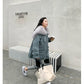Parker Overcome Women's Detachable Imitation Fox Large Fur Collar Plush Liner Short Faux Fur Jacket Women's Warm Loose Large Size Cotton Jacket
