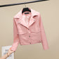 Women's Leather Motorcycle Korean Style Slim Short Leather Jacket