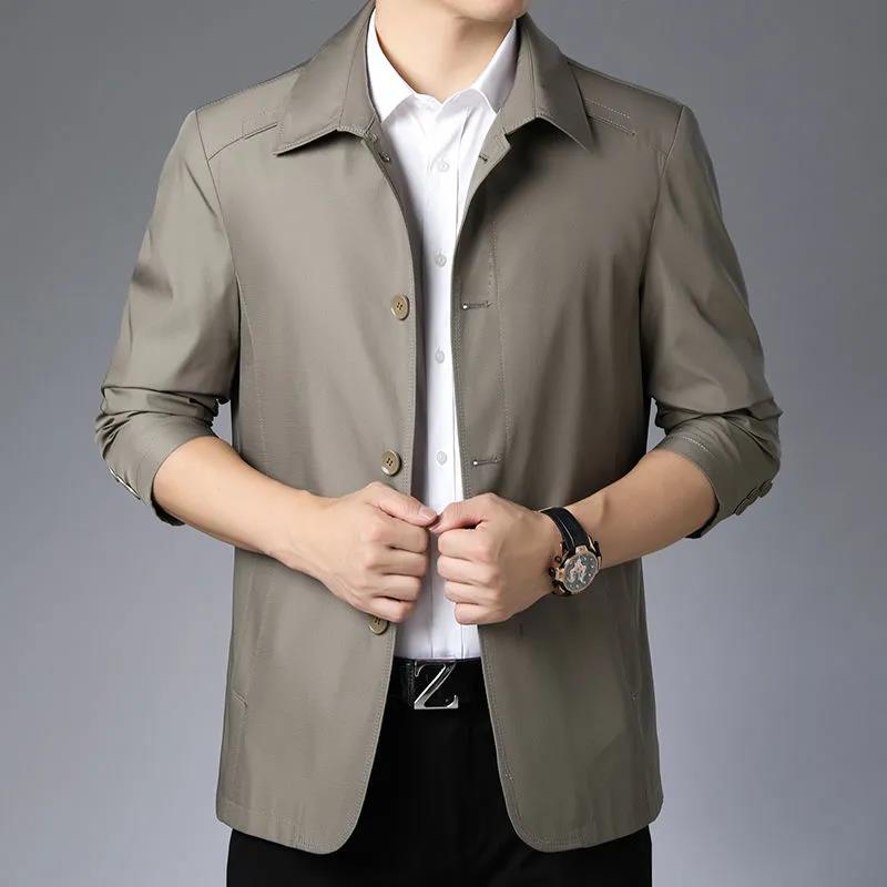 Spring and Autumn Thin Middle-aged Men's Jacket Middle-aged Business Casual Jacket Dad Jacket