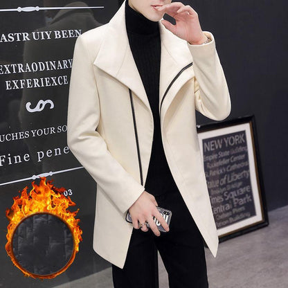 Woolen Coat Men's Mid-length Thick Woolen Coat In Autumn and Winter Windbreaker British Style Casual Coat