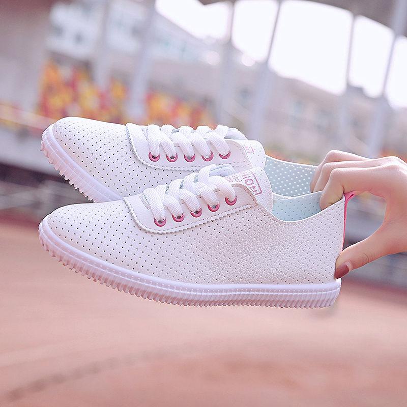 Women's Soft-soled Non-slip Flat Driving Shoes Breathable White Shoes