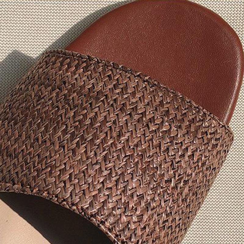 Flat Sandals Women's Summer Korean Fashion Straw Braided Buckle Open Toe Sandals All-match Student Sandals
