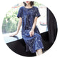 Women's Summer Plus Size Dress Loose Casual Mid-length Over-the-knee Round Neck Pocket Short-sleeved Printed Skirt