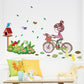 Cartoon girl room decoration wall sticker bicycle girl wall sticker