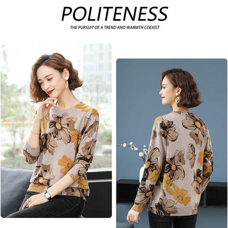 High-end Women Sweater Winter O-neck Knit Pullover Oversized Printed Wool Sweater  Thick Warm Jumper Tops Outwear or Bottoming