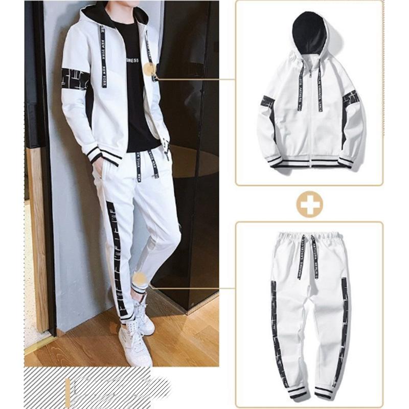 Top and Pants Spring and Autumn Youth Jacket Hooded Suit Student Long-sleeved Slim Casual Trend Sportswear