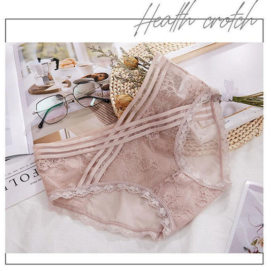 3PCS Women's Low Waist Lace Panties Pure Cotton Crotch Seamless Breathable Pregnant Women Low Waist Comfortable Triangle Ladies Sexy Shorts