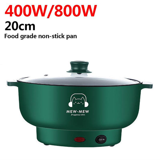400W/800W Dual-levels Electric Heat Pot 20cm Mini Non-stick Cookware Boiling Soup Pot for One Person