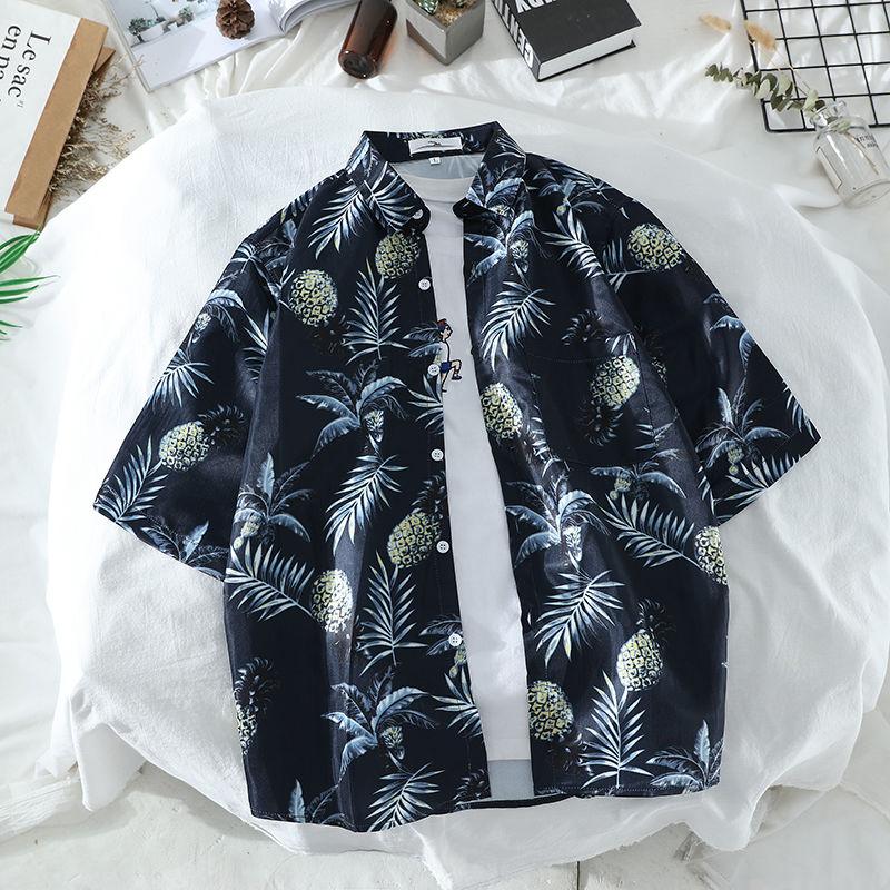 Summer Short-sleeved Shirt Retro Loose Seaside Holiday Flower Shirt Beach Couple
