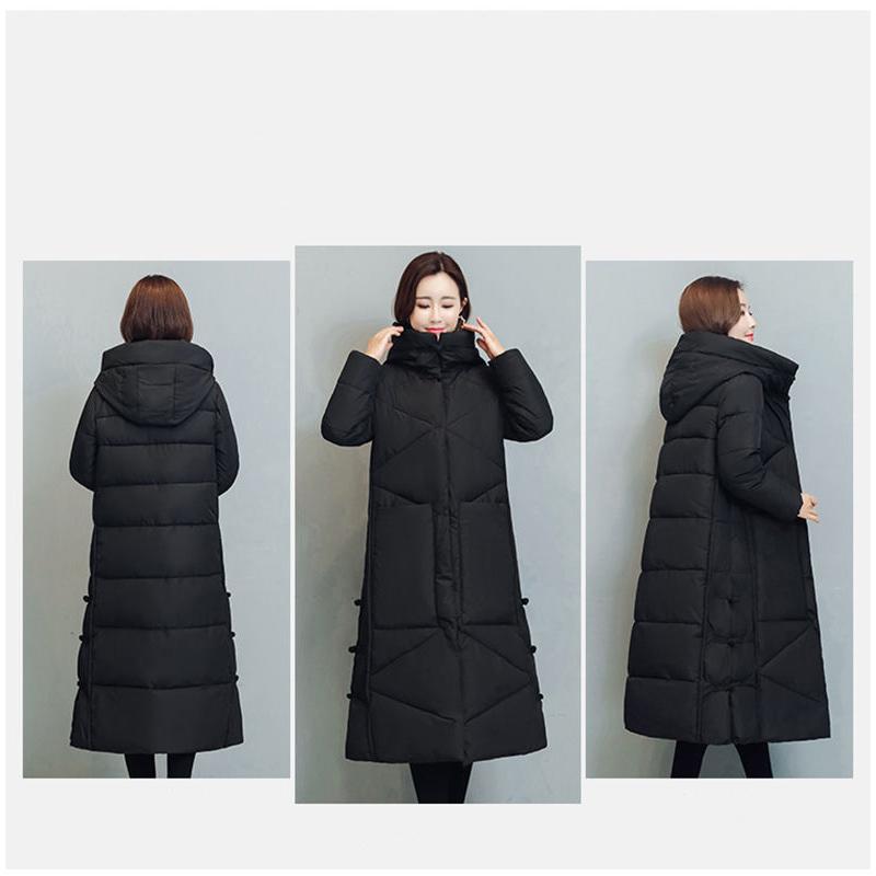 Retro Padded Down Padded Jacket Women National Wind Loose Padded Jacket Long Over-the-knee Padded Jacket