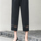 Summer Thin Stretch Mother Cropped Pants Elastic High Waist Loose Middle-aged and Elderly Women's Grandma Pants Hollow Casual Pants