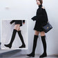 Black Elastic Flock Slim Fit Over The Knee Boots Women Autumn Winter Ladies High Heel Plus Velvet Thigh High Boots Chunky Heel Suede Boots