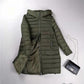 Winter Mid-length Thickened Windproof Cold-proof Warmth Loose Standing Tie Hood Down Cotton Ladies Jacket Padded Coat