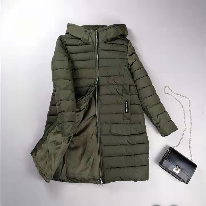 Winter Mid-length Thickened Windproof Cold-proof Warmth Loose Standing Tie Hood Down Cotton Ladies Jacket Padded Coat