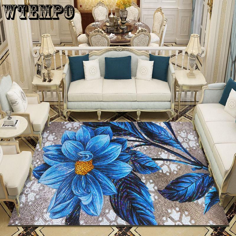 3D Peacock Carpet for Living Room Flower Printed Sofa Large Carpets Bedroom Floor Mats Area Rugs