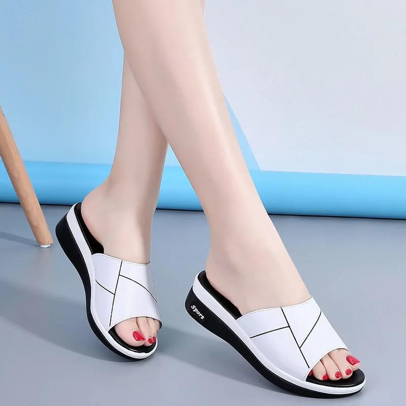 Summer Slip on Women Wedges Sandals Platform High Heels Fashion Open Toe Ladies Casual Shoes Comfortable