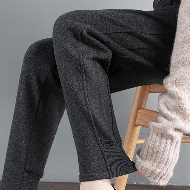 Plus Velvet Thickening Imitation Lamb Velvet Sweatpants Women's Winter Warm Cotton Trousers Wear Loose-fitting Casual Trousers Large Size Slim