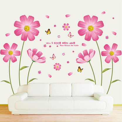 [Wall sticker] PVC orange flowers butterfly leaf wall stickers for kids rooms living room bathroom k