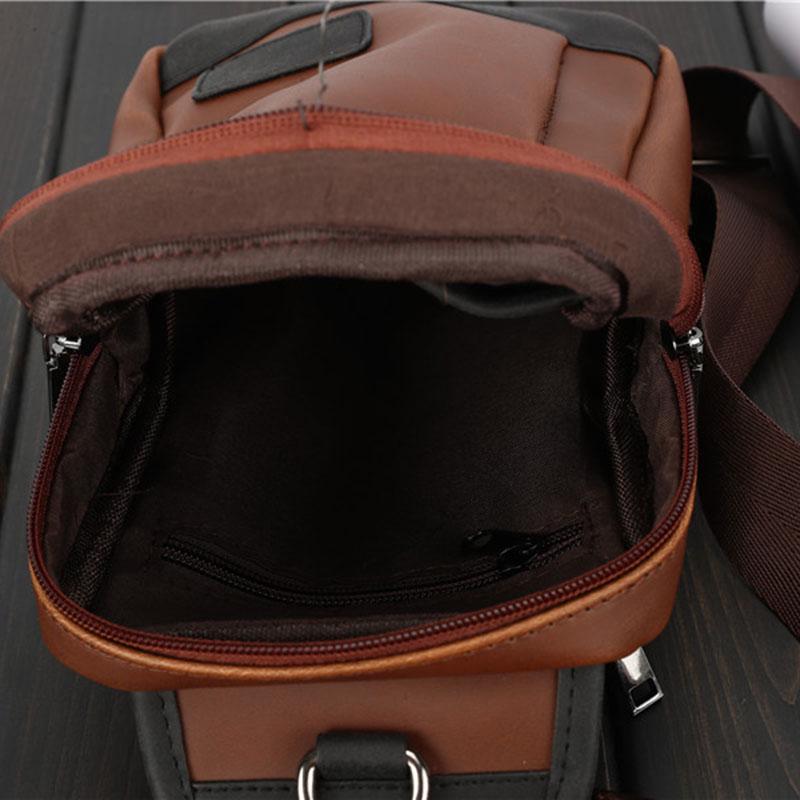 Casual Chest Bag Men Coffee Large Capacity Multi-pocket Shoulder Bag Outdoor Sports Pockets