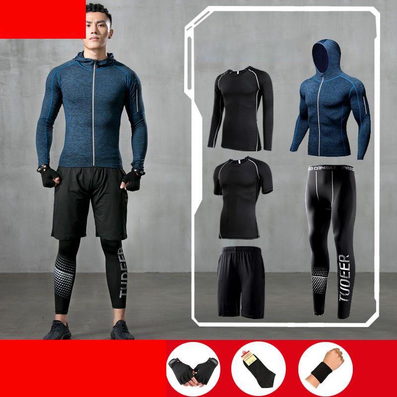 5Pcs Men's Gym Sportswear Running Track Suits Male Outdoors Suit Men Outdoor Jogging Sportswear