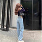 Design Sense Chain Sexy High Waist Jeans Female Spring Korean Version Loose and Thin Wide Leg Mopping Pants Trousers