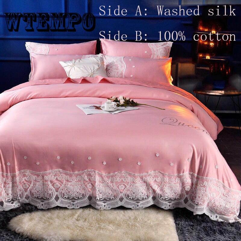 Fashion Lace Bed Skirt All Seasons Bedroom Home Bedding Setfour-piece Suit
