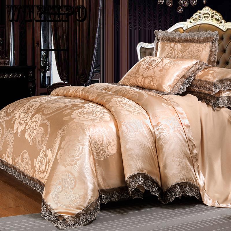 Jacquard Luxury Bedding Set Queen/king Size Bed Set Lace Duvet Cover Fitted/bed Sheet Sets