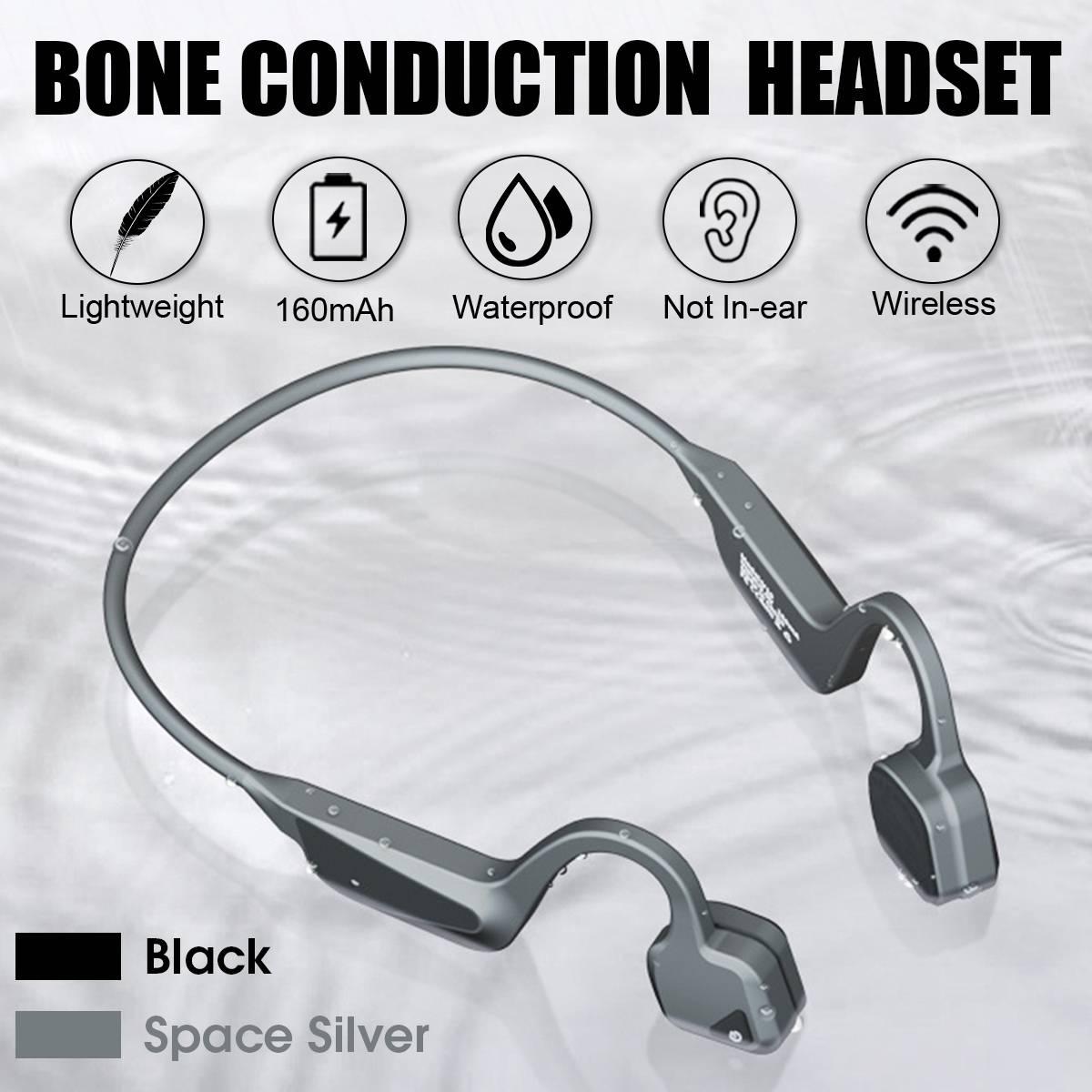 Bluetooth 5.0 Earphone Bone Conduction Binaural Hifi Stereo HD Call Headset with 2200 MAh Power Bank