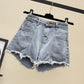 WTEMPO Women Loose High Waist Denim Shorts Spring and Summer Wide Leg A-line Thin Casual Shorts