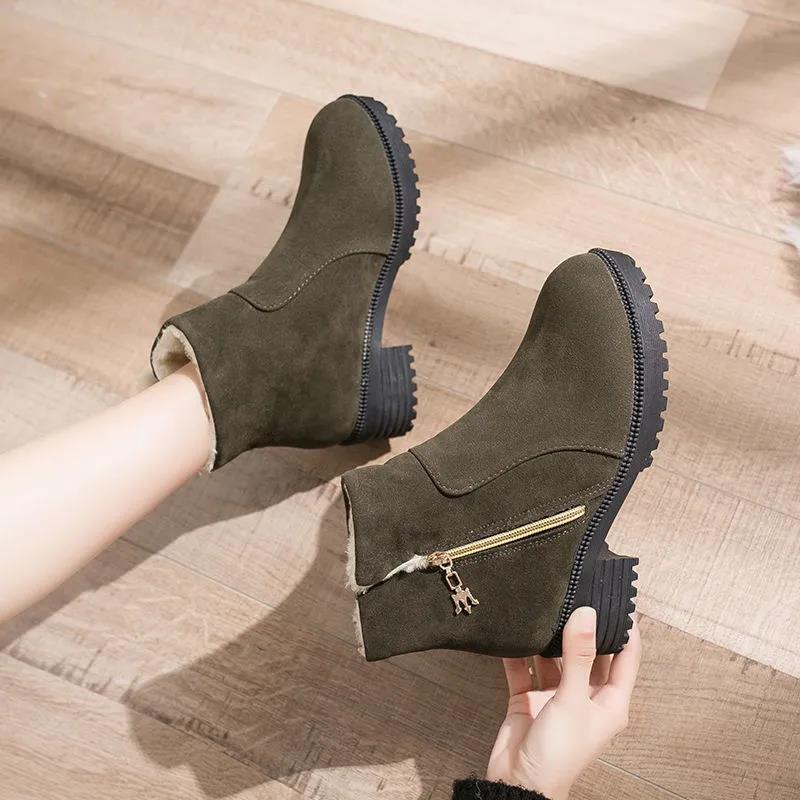 Warm Snow Boots Women Winter Plus Velvet Thick High-top Cotton Shoes Thick Heel Cotton Boots Female Wild Martin Boots