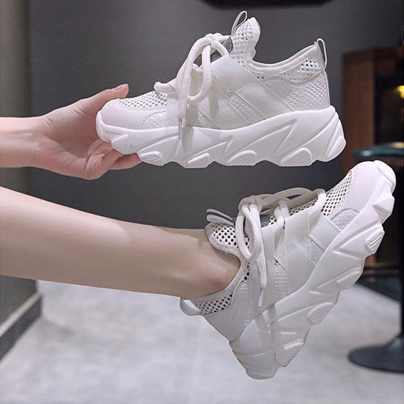 Spring  Summer Mesh Hollow Breathable Women's Shoes Flat Casual Sports Shoes Female Students Korean Wild Shoes