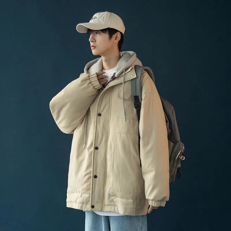 Fake Two Padded Jacket Men's Winter Thick Bread Clothes Loose Large Size Cotton Clothes Men's Trend