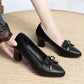 Black Soft Leather Non-slip Comfortable Single Shoes Low-heeled Women's Shoes Thick-heeled All-match Work Leather Shoes