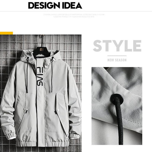 Men's Jacket Autumn and Winter Plus Velvet Loose Tooling Jacket Korean Style Trend All-match Clothes Men