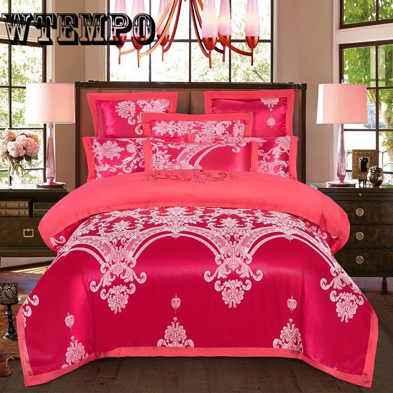 Bedroom home bedding European embroidered jacquard cotton four-piece cotton quilt cover sheets