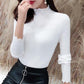 Autumn and Winter Women's Korean Style Pullover Lace Half Turtleneck Sweater Long-sleeved Slim Bottoming Sweater