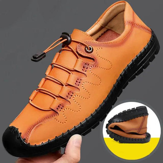 Men's Cowhide Leather Shoes Breathable Non-slip Wear-resistant Driving Shoes High-quality Hand Stitched Trendy All-match Sports Pedal Shoes