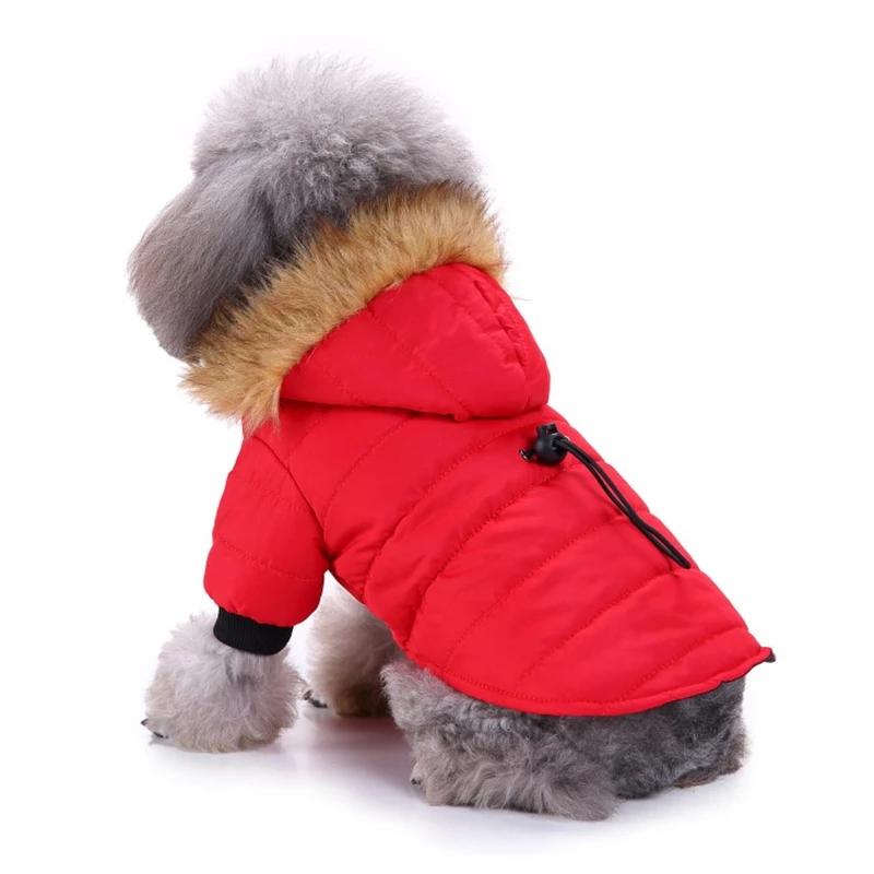 Winter Pet Dog Coats Jackets Hoodie Warm Clothes Fur Collar Small Dog Coats for Chihuahua French Bulldog Puppy Clothing Waterproof