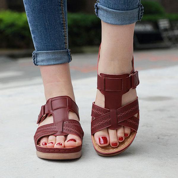 Summer Women Wedge Sandals Premium Open Toe Sandals Vintage Anti-slip Soft PU Slippers Male Large Size Soft Sole Casual Slippers