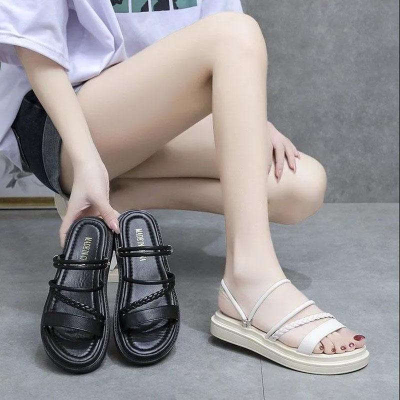 Summer Women's Sandals and Slippers Outer Wear Fashionable Sandals Flat-bottomed Shoes Two-wear Comfortable