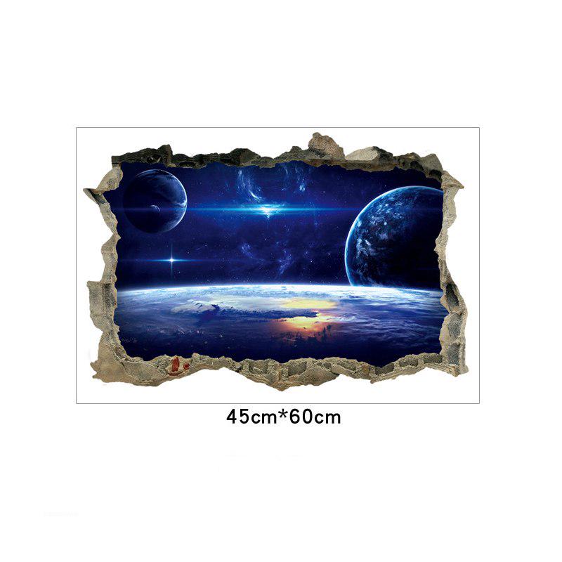 [sticker ]Cartoon Universe Space Wall Sticker Broke 3d Removable Wall Decals For Kids Room Children