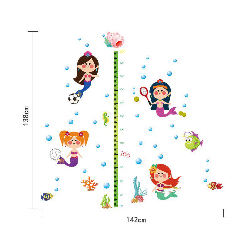 [Wall sticker ]Mermaid Fish Height Wall Stickers For Kids Rooms Baby Room Nursery Bathroom Living Ro
